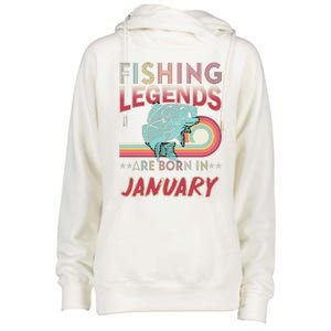 Fishing Legends Are Born In January Womens Funnel Neck Pullover Hood