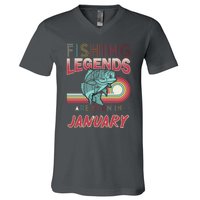 Fishing Legends Are Born In January V-Neck T-Shirt