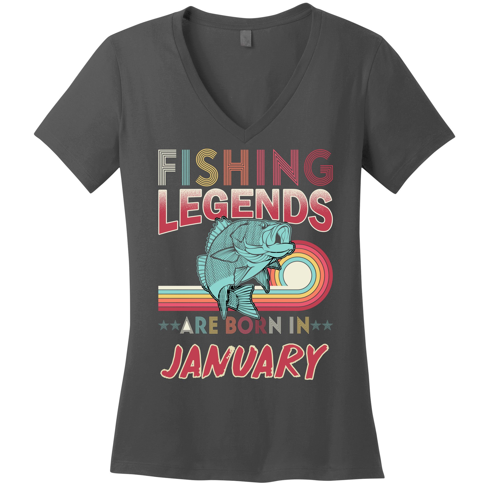Fishing Legends Are Born In January Women's V-Neck T-Shirt