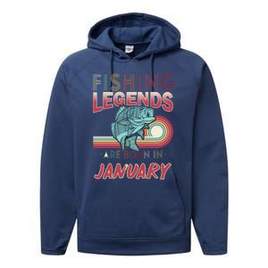 Fishing Legends Are Born In January Performance Fleece Hoodie