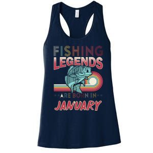 Fishing Legends Are Born In January Women's Racerback Tank