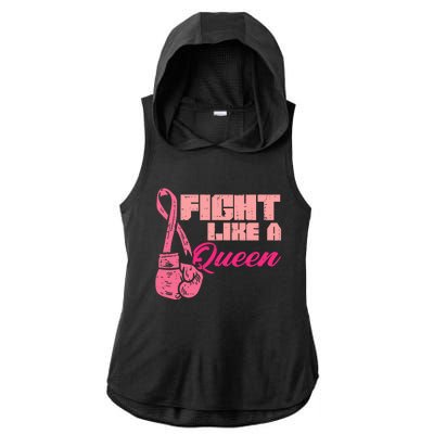 Fight Like A Queen Fighting Breast Cancer Awareness Ladies PosiCharge Tri-Blend Wicking Draft Hoodie Tank