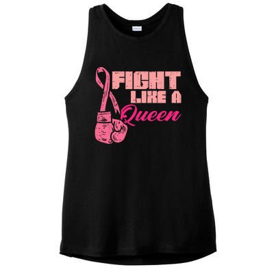 Fight Like A Queen Fighting Breast Cancer Awareness Ladies PosiCharge Tri-Blend Wicking Tank