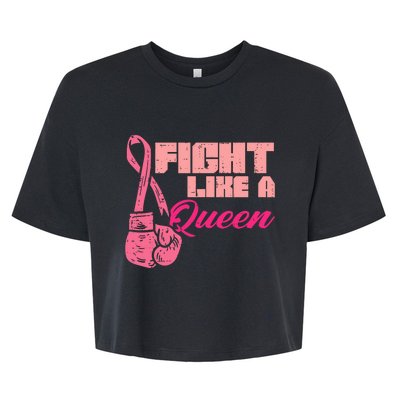 Fight Like A Queen Fighting Breast Cancer Awareness Bella+Canvas Jersey Crop Tee