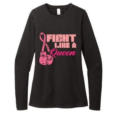 Fight Like A Queen Fighting Breast Cancer Awareness Womens CVC Long Sleeve Shirt