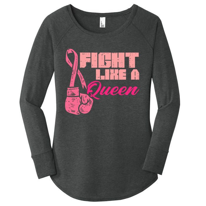 Fight Like A Queen Fighting Breast Cancer Awareness Women's Perfect Tri Tunic Long Sleeve Shirt