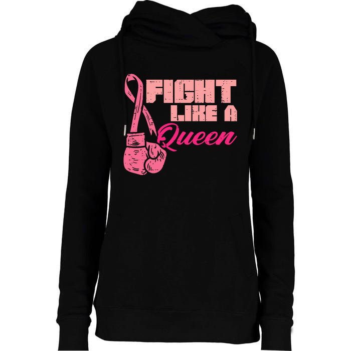 Fight Like A Queen Fighting Breast Cancer Awareness Womens Funnel Neck Pullover Hood