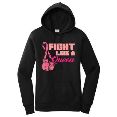 Fight Like A Queen Fighting Breast Cancer Awareness Women's Pullover Hoodie