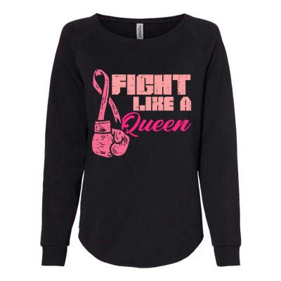 Fight Like A Queen Fighting Breast Cancer Awareness Womens California Wash Sweatshirt