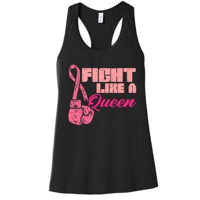 Fight Like A Queen Fighting Breast Cancer Awareness Women's Racerback Tank