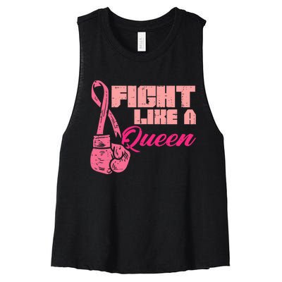 Fight Like A Queen Fighting Breast Cancer Awareness Women's Racerback Cropped Tank