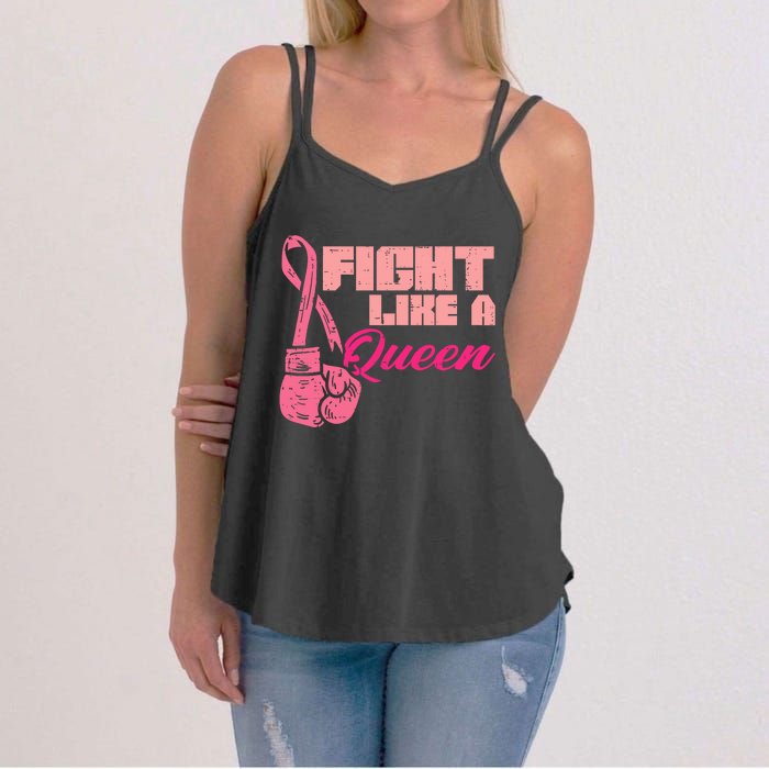 Fight Like A Queen Fighting Breast Cancer Awareness Women's Strappy Tank