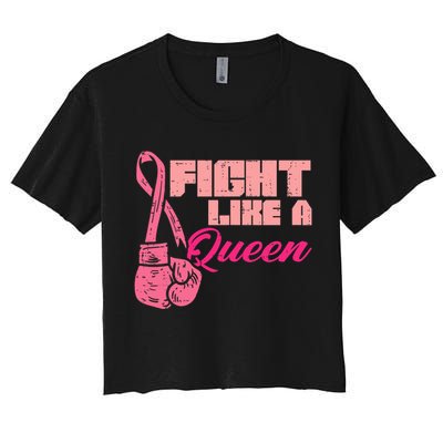 Fight Like A Queen Fighting Breast Cancer Awareness Women's Crop Top Tee