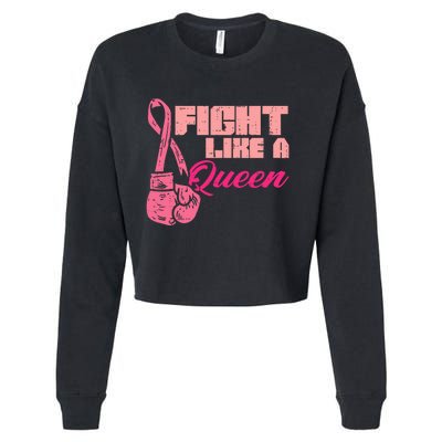 Fight Like A Queen Fighting Breast Cancer Awareness Cropped Pullover Crew