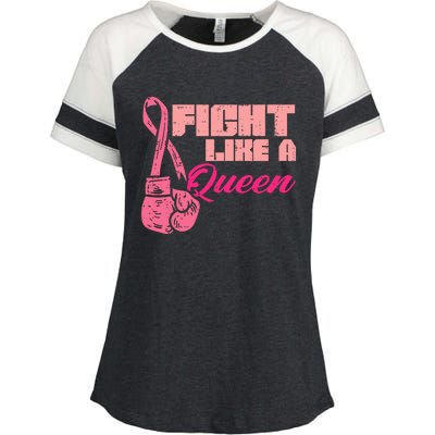 Fight Like A Queen Fighting Breast Cancer Awareness Enza Ladies Jersey Colorblock Tee