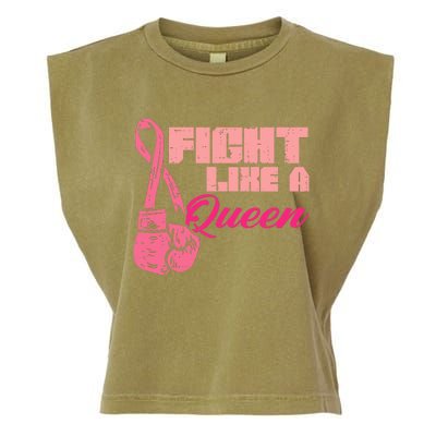 Fight Like A Queen Fighting Breast Cancer Awareness Garment-Dyed Women's Muscle Tee