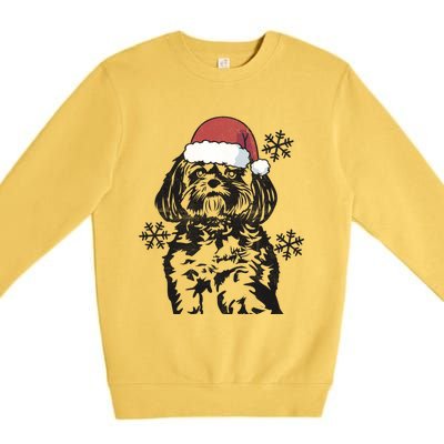 Funny Lhasa Apso Christmas Santa Hat Xmas Mom Dad Cool Gift Premium Crewneck Sweatshirt