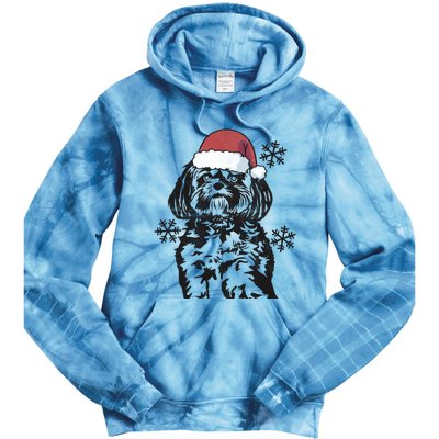 Funny Lhasa Apso Christmas Santa Hat Xmas Mom Dad Cool Gift Tie Dye Hoodie