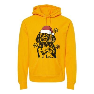 Funny Lhasa Apso Christmas Santa Hat Xmas Mom Dad Cool Gift Premium Hoodie