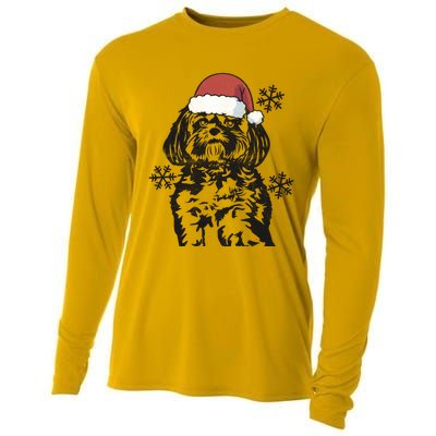 Funny Lhasa Apso Christmas Santa Hat Xmas Mom Dad Cool Gift Cooling Performance Long Sleeve Crew