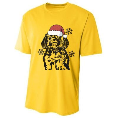 Funny Lhasa Apso Christmas Santa Hat Xmas Mom Dad Cool Gift Performance Sprint T-Shirt