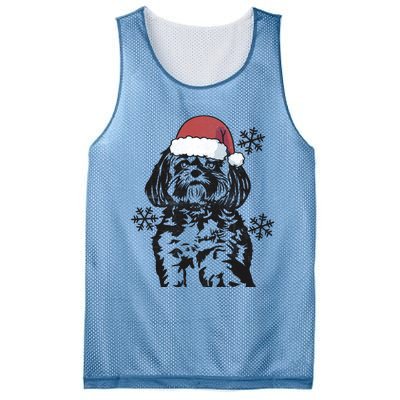 Funny Lhasa Apso Christmas Santa Hat Xmas Mom Dad Cool Gift Mesh Reversible Basketball Jersey Tank