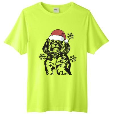 Funny Lhasa Apso Christmas Santa Hat Xmas Mom Dad Cool Gift Tall Fusion ChromaSoft Performance T-Shirt