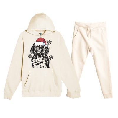 Funny Lhasa Apso Christmas Santa Hat Xmas Mom Dad Cool Gift Premium Hooded Sweatsuit Set