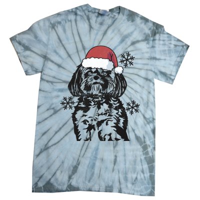 Funny Lhasa Apso Christmas Santa Hat Xmas Mom Dad Cool Gift Tie-Dye T-Shirt