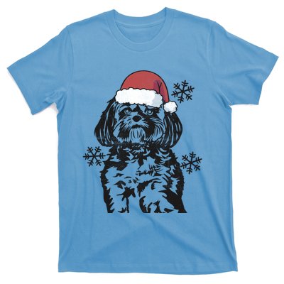 Funny Lhasa Apso Christmas Santa Hat Xmas Mom Dad Cool Gift T-Shirt