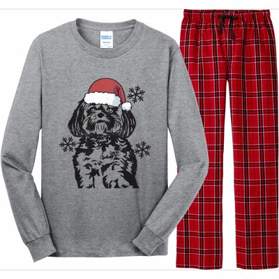 Funny Lhasa Apso Christmas Santa Hat Xmas Mom Dad Cool Gift Long Sleeve Pajama Set