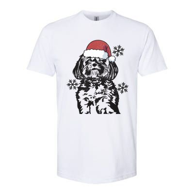 Funny Lhasa Apso Christmas Santa Hat Xmas Mom Dad Cool Gift Softstyle CVC T-Shirt