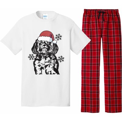 Funny Lhasa Apso Christmas Santa Hat Xmas Mom Dad Cool Gift Pajama Set