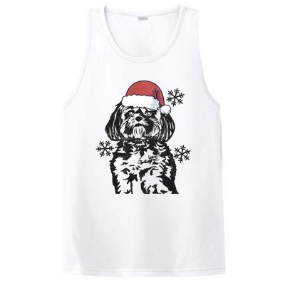 Funny Lhasa Apso Christmas Santa Hat Xmas Mom Dad Cool Gift PosiCharge Competitor Tank