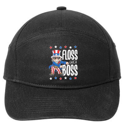 Floss Like A Boss 4th Of July Uncle Sam 7-Panel Snapback Hat