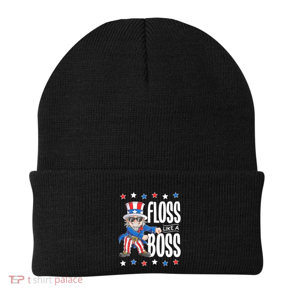 Floss Like A Boss 4th Of July Uncle Sam Knit Cap Winter Beanie