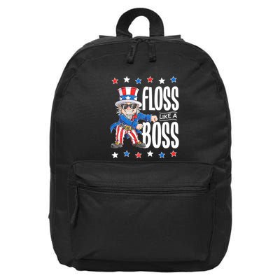 Floss Like A Boss 4th Of July Uncle Sam 16 in Basic Backpack