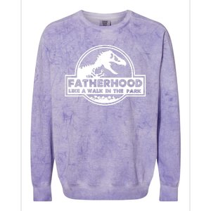 Fatherhood Like A Walk In The Park Dad Dinosaur Colorblast Crewneck Sweatshirt