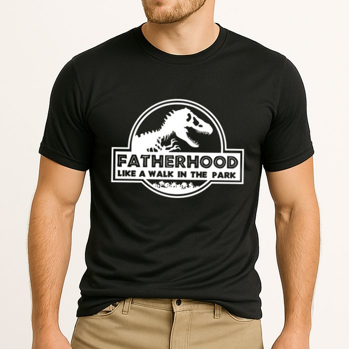Fatherhood Like A Walk In The Park Dad Dinosaur Cooling Performance Crew T-Shirt