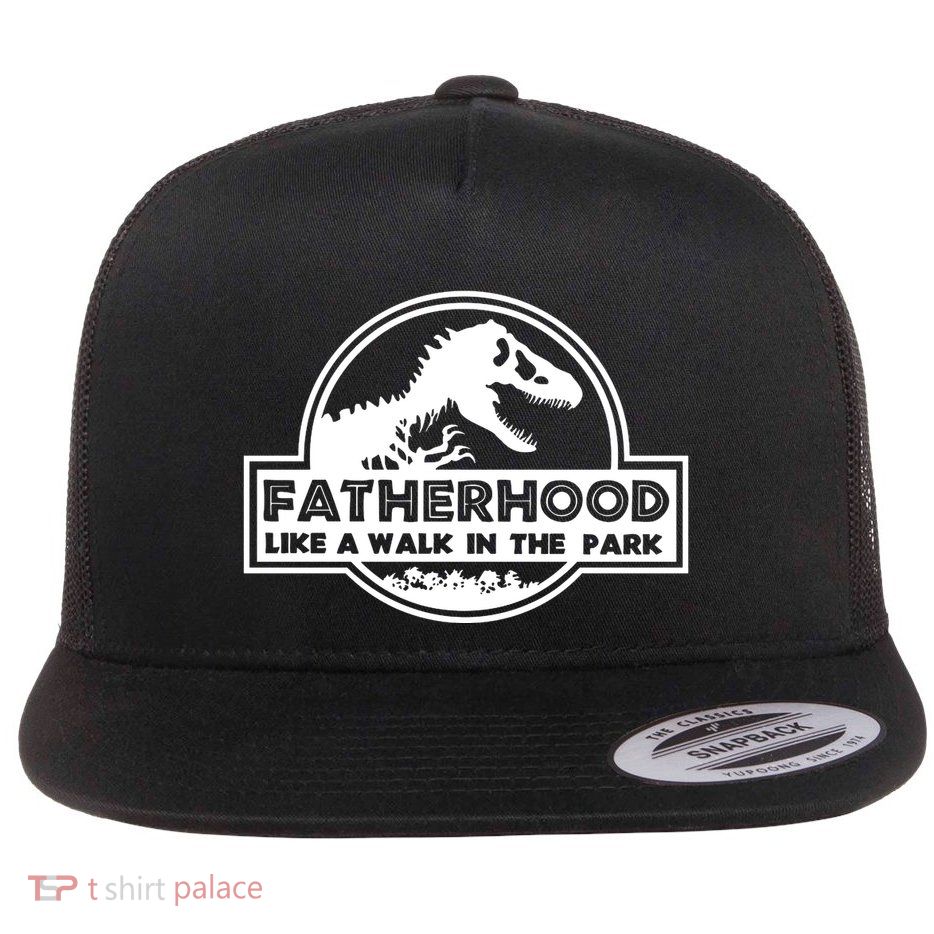 Fatherhood Like A Walk In The Park Dad Dinosaur Flatbill Hat