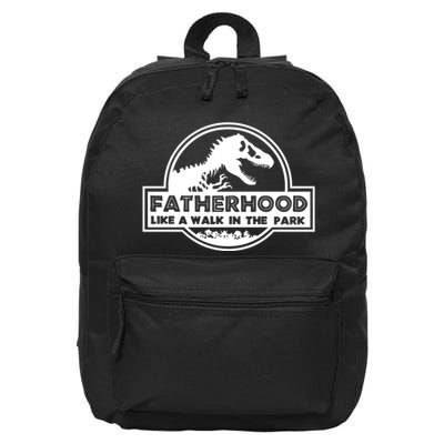 Fatherhood Like A Walk In The Park Dad Dinosaur 16 in Basic Backpack