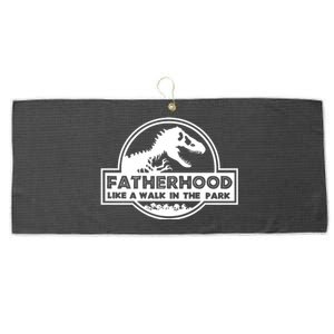 Fatherhood Like A Walk In The Park Dad Dinosaur Large Microfiber Waffle Golf Towel