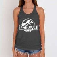 Fatherhood Like A Walk In The Park Dad Dinosaur Women's Knotted Racerback Tank