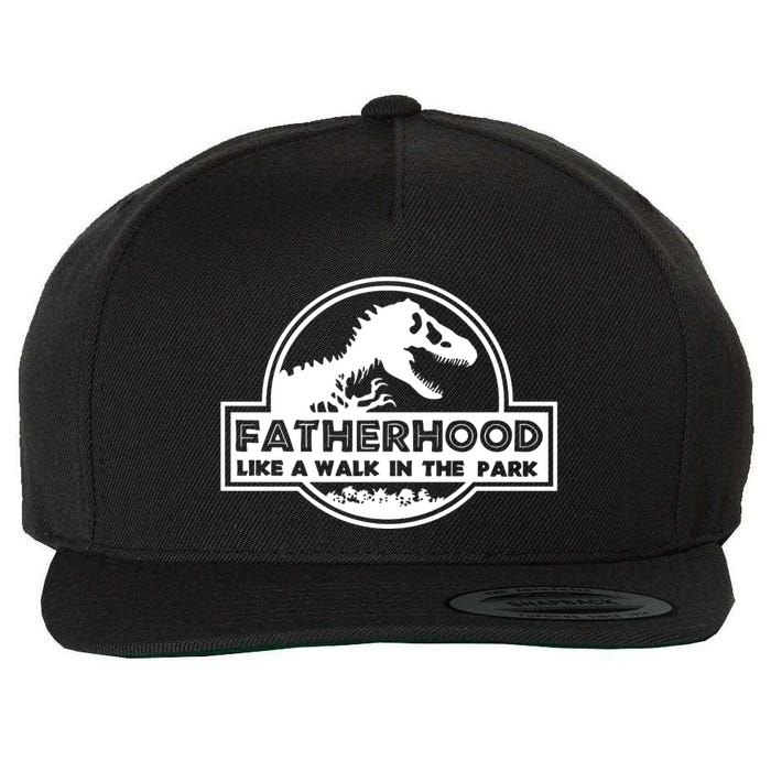 Fatherhood Like A Walk In The Park Dad Dinosaur Wool Snapback Cap