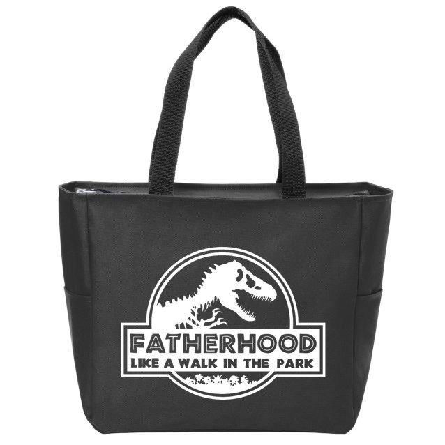 Fatherhood Like A Walk In The Park Dad Dinosaur Zip Tote Bag