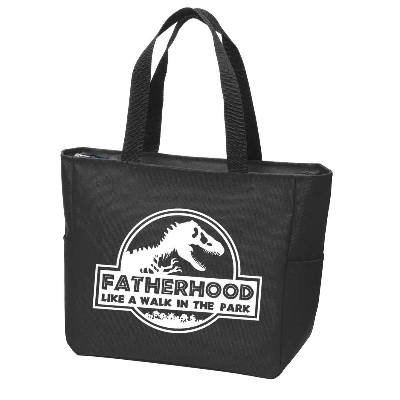 Fatherhood Like A Walk In The Park Dad Dinosaur Zip Tote Bag