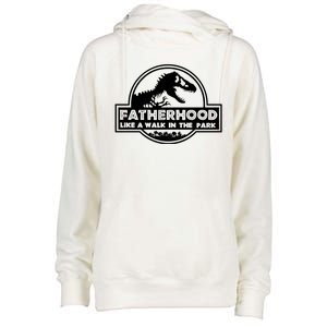 Fatherhood Like A Walk In The Park Dad Dinosaur Womens Funnel Neck Pullover Hood