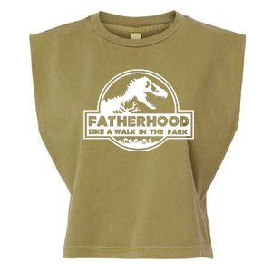 Fatherhood Like A Walk In The Park Dad Dinosaur Garment-Dyed Women's Muscle Tee