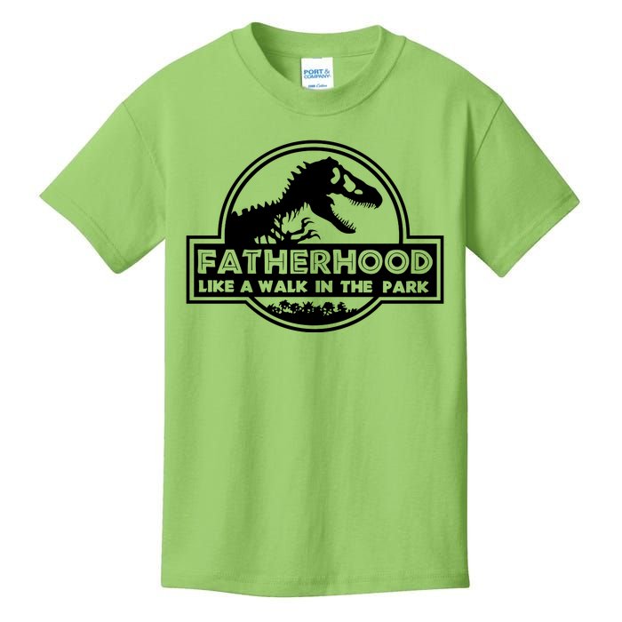 Fatherhood Like A Walk In The Park Dad Dinosaur Kids T-Shirt