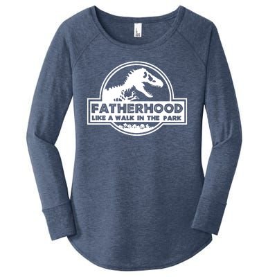 Fatherhood Like A Walk In The Park Dad Dinosaur Women's Perfect Tri Tunic Long Sleeve Shirt